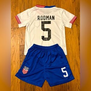TRINITY RODMAN KIDS JERSEY YOUTH WHITE HOME SOCCER JERSEY - SHIPS TODAY